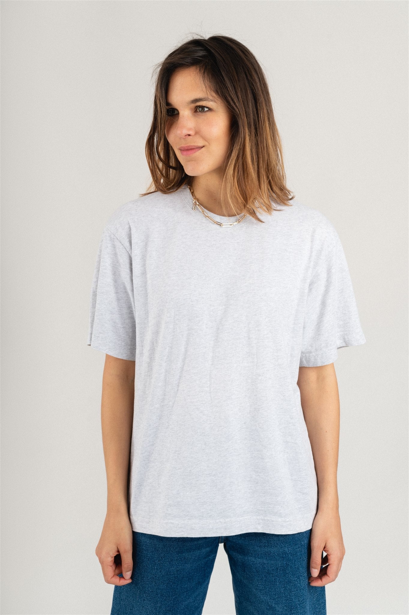 T-shirt oversize en coton bio | gris "women oversized t-shirt snow melange"