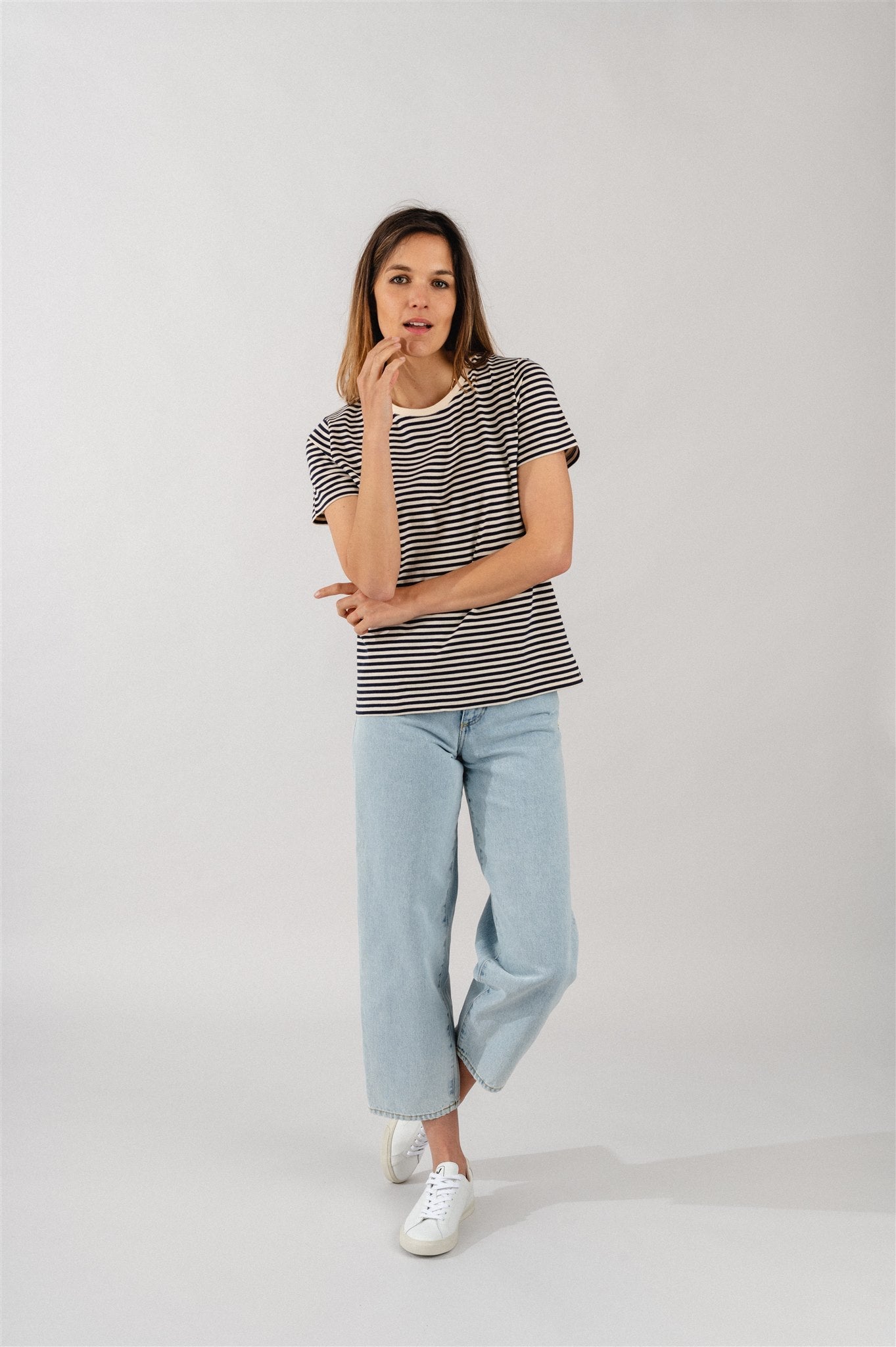 T-shirt rayé marine en coton bio - navy stripe
