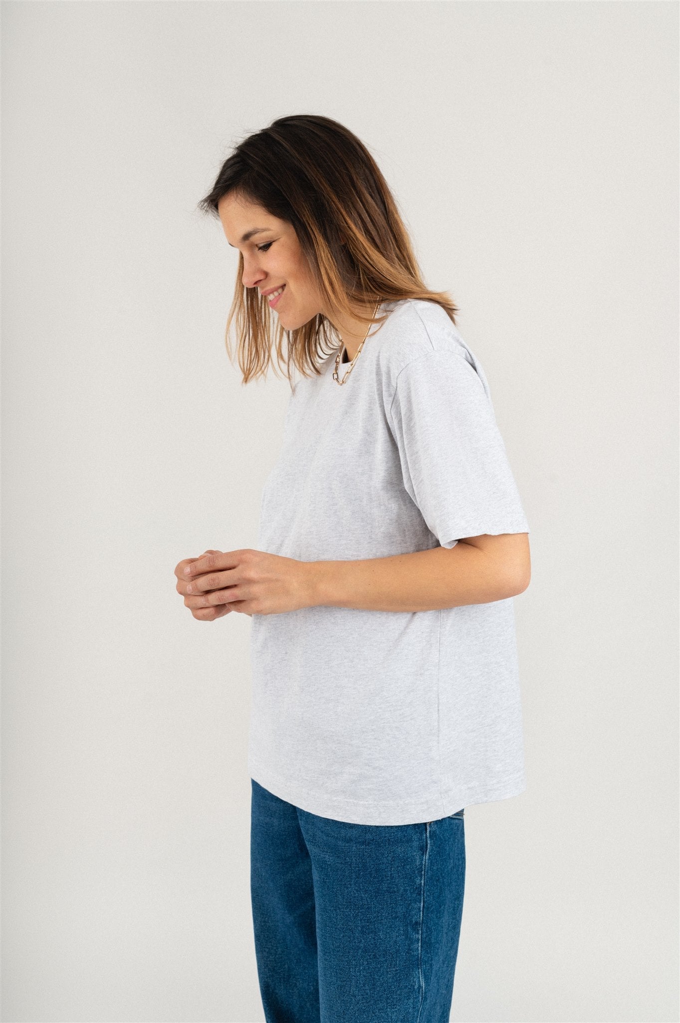 T-shirt oversize en coton bio | gris "women oversized t-shirt snow melange"