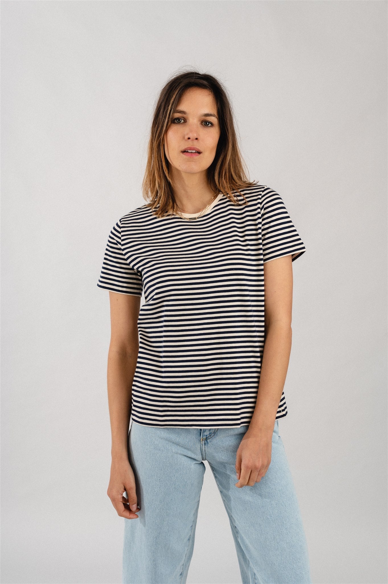 T-shirt rayé marine en coton bio - navy stripe