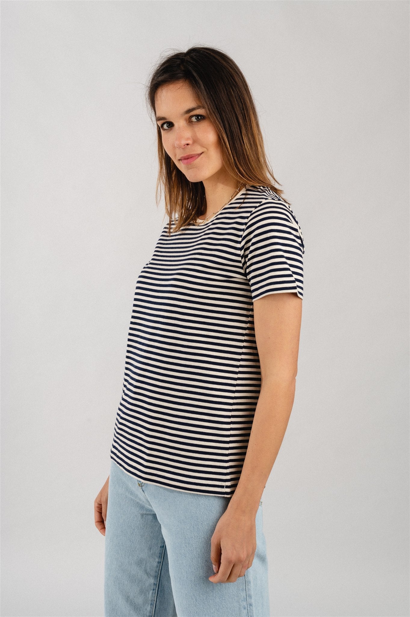 T-shirt rayé marine en coton bio - navy stripe