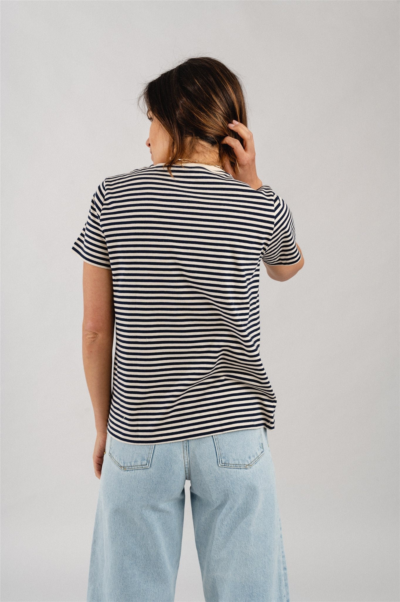 T-shirt rayé marine en coton bio - navy stripe