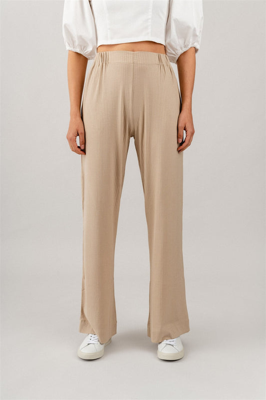 Pantalon ample côtelé en tencel | Beige "smilla almond"
