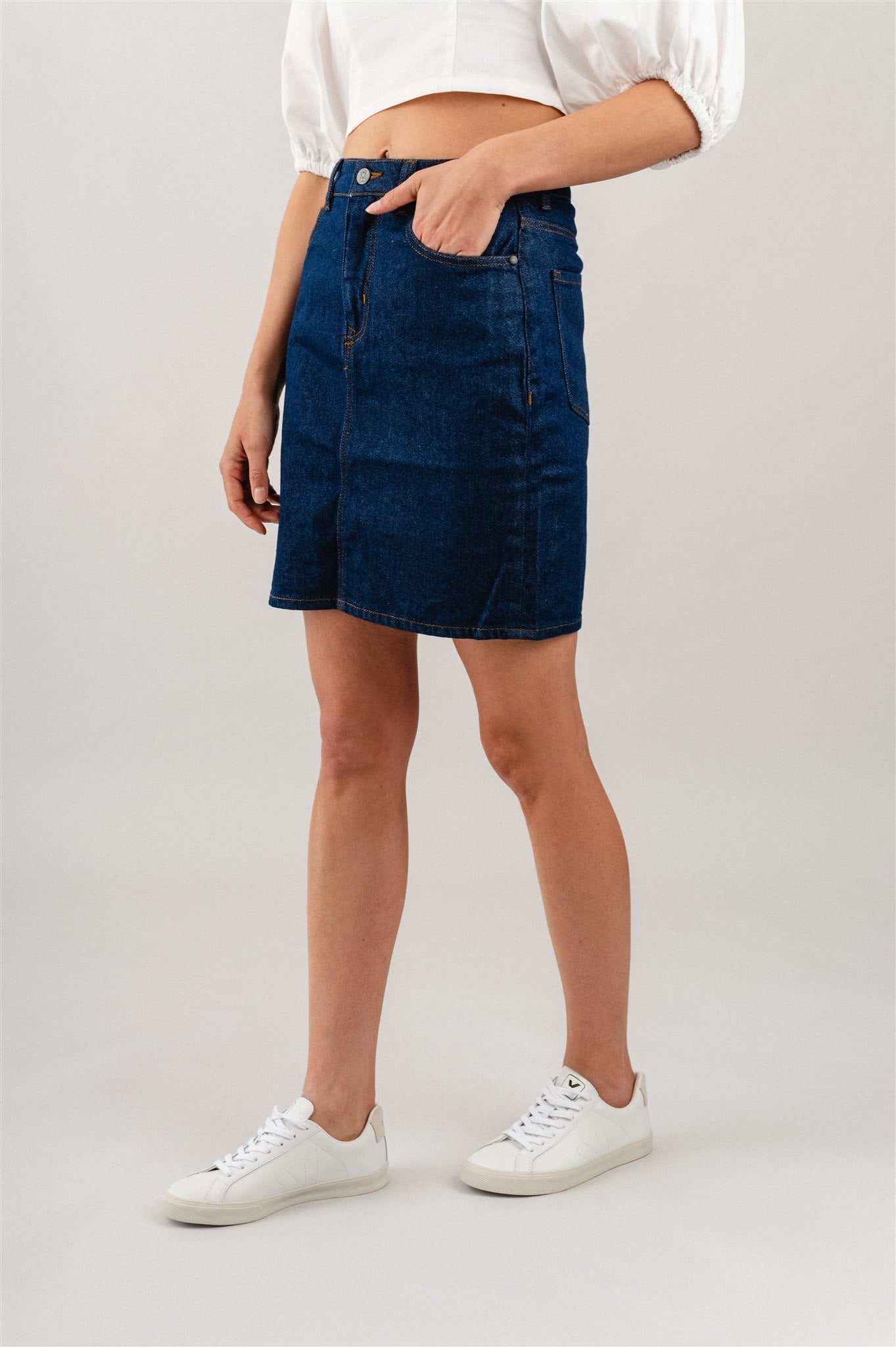 Jupe en jean brut en coton bio - aava ra