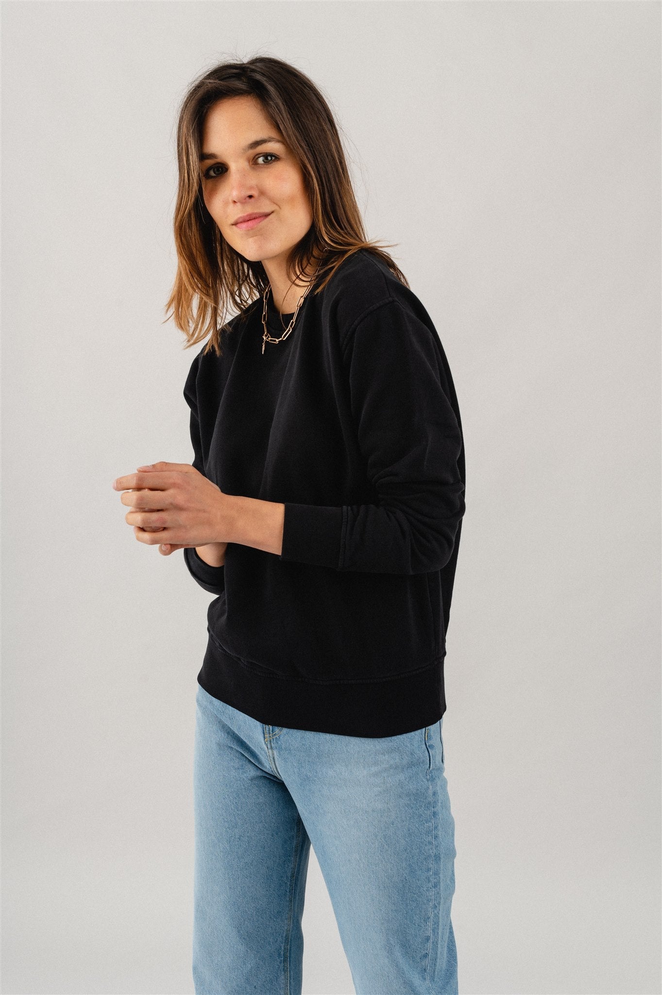 Sweat en coton bio | noir "Deep Black"