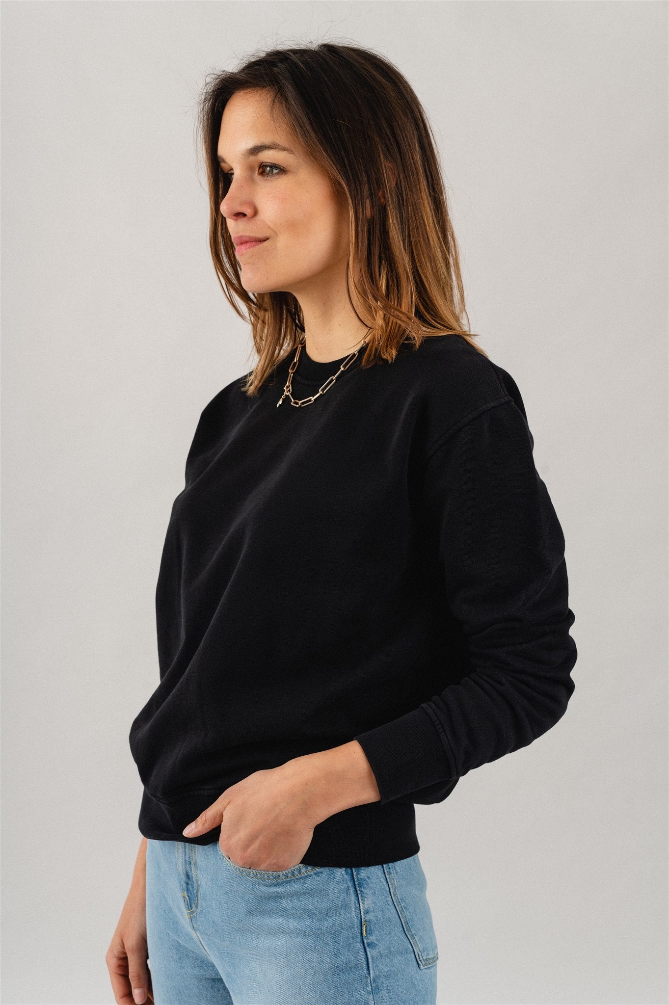 Sweat en coton bio | noir "Deep Black"