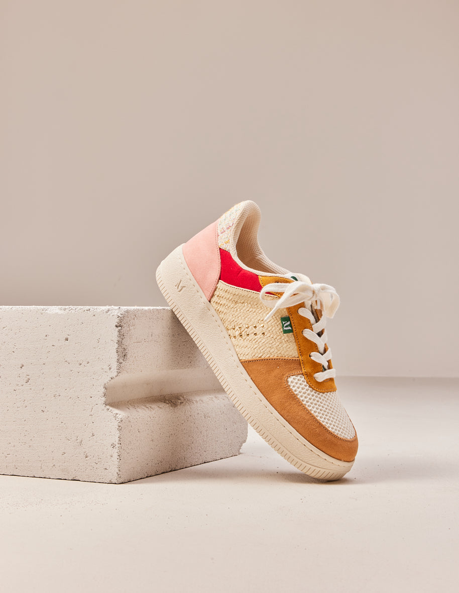 Baskets basses en suède et cuir certifié | Multicolore "maxence f camel écru ocre"