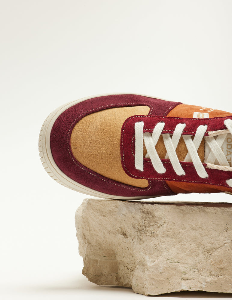 Baskets en cuir certifié | multicolore "maxence f - bordeaux beige"