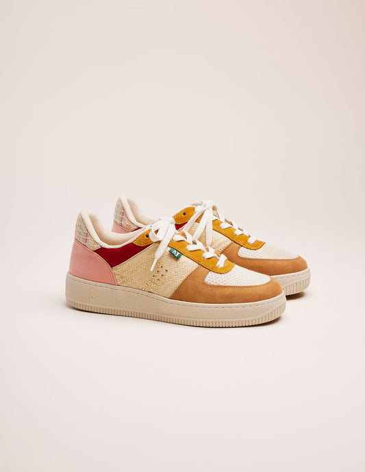 Baskets basses en suède et cuir certifié | Multicolore "maxence f camel écru ocre"