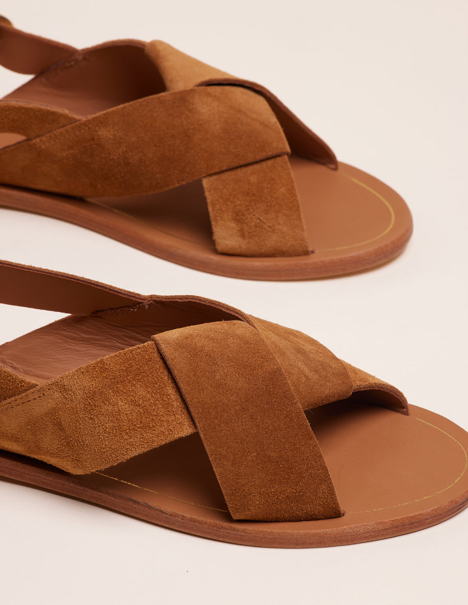 Sandales en cuir certifié | marron "paloma suède ambre"