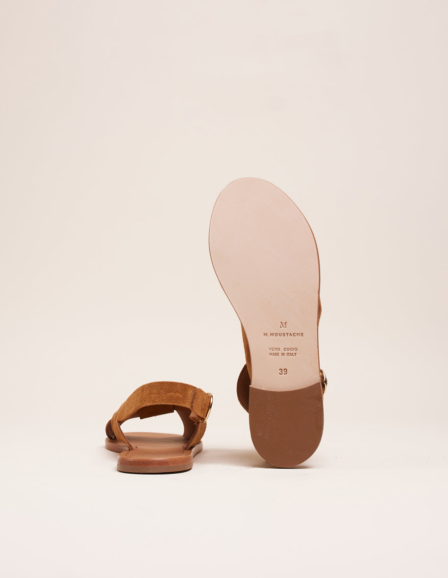 Sandales en cuir certifié | marron "paloma suède ambre"
