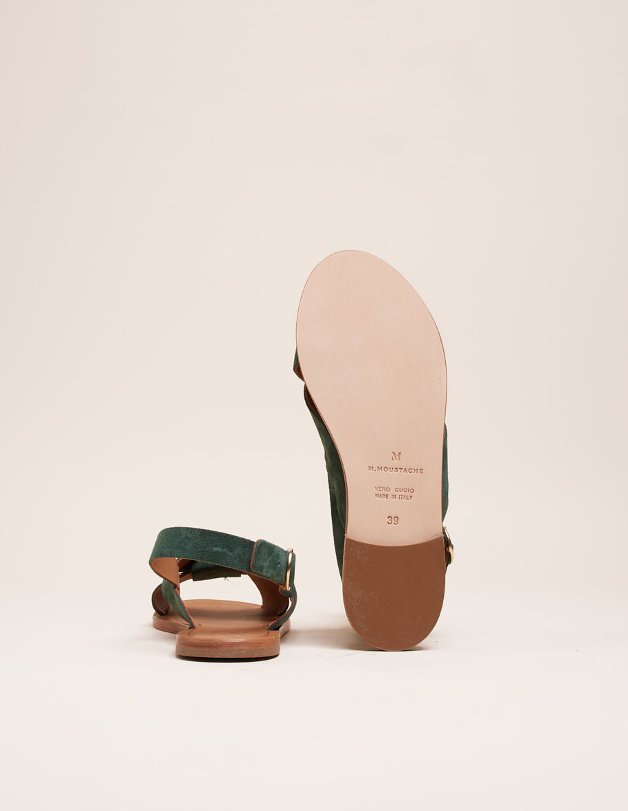 Sandales en cuir certifié | vert "paloma suède sapin"