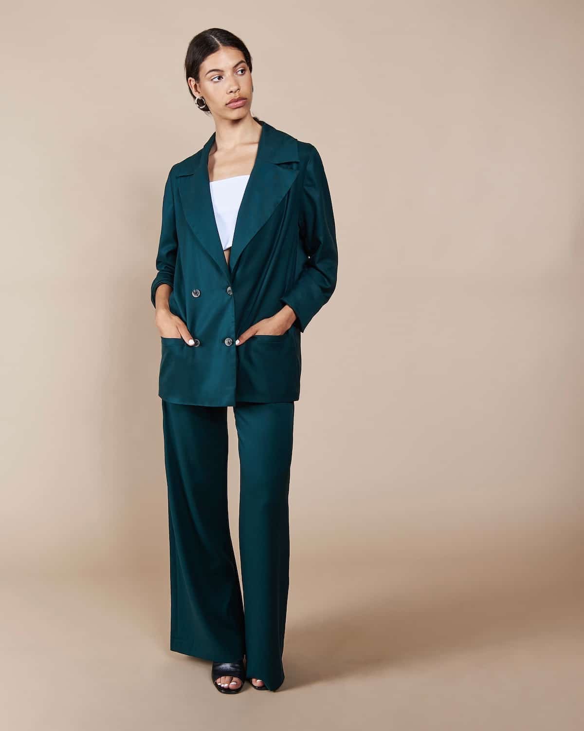 Pantalon large vert émeraude en tencel - Arouca
