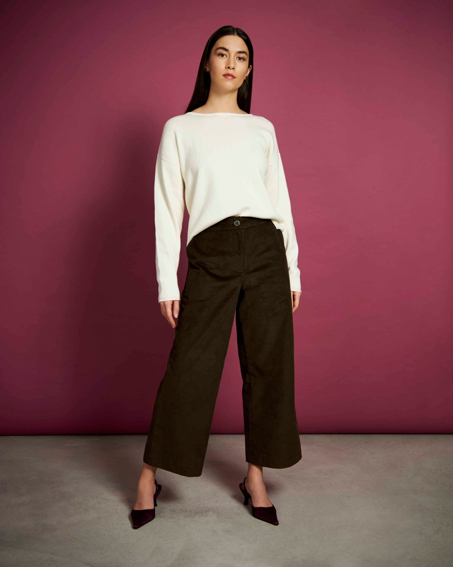 Pantalon ample 7/8 marron en coton bio - COMO