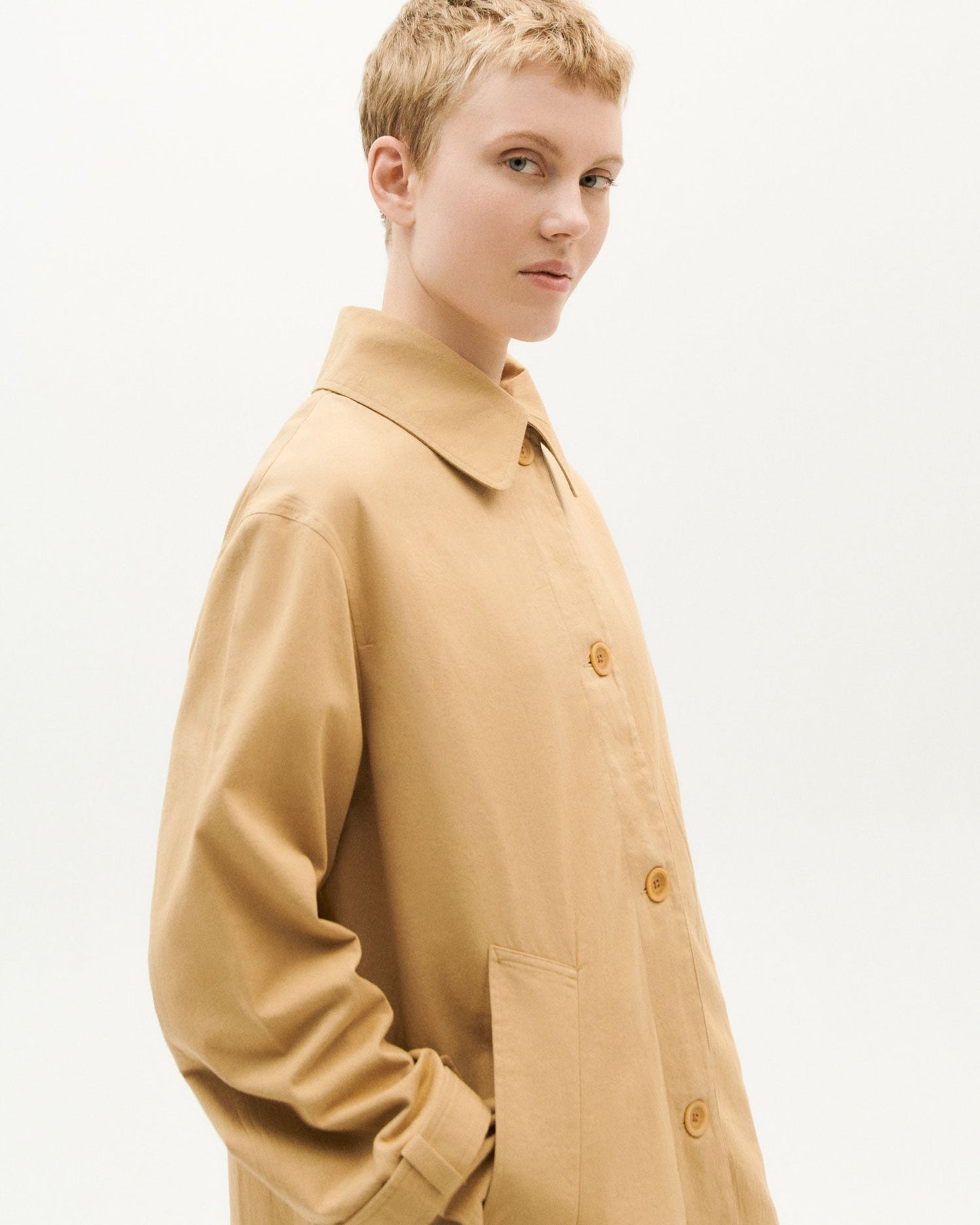 Trench long camel en coton bio - macarena jacket camel