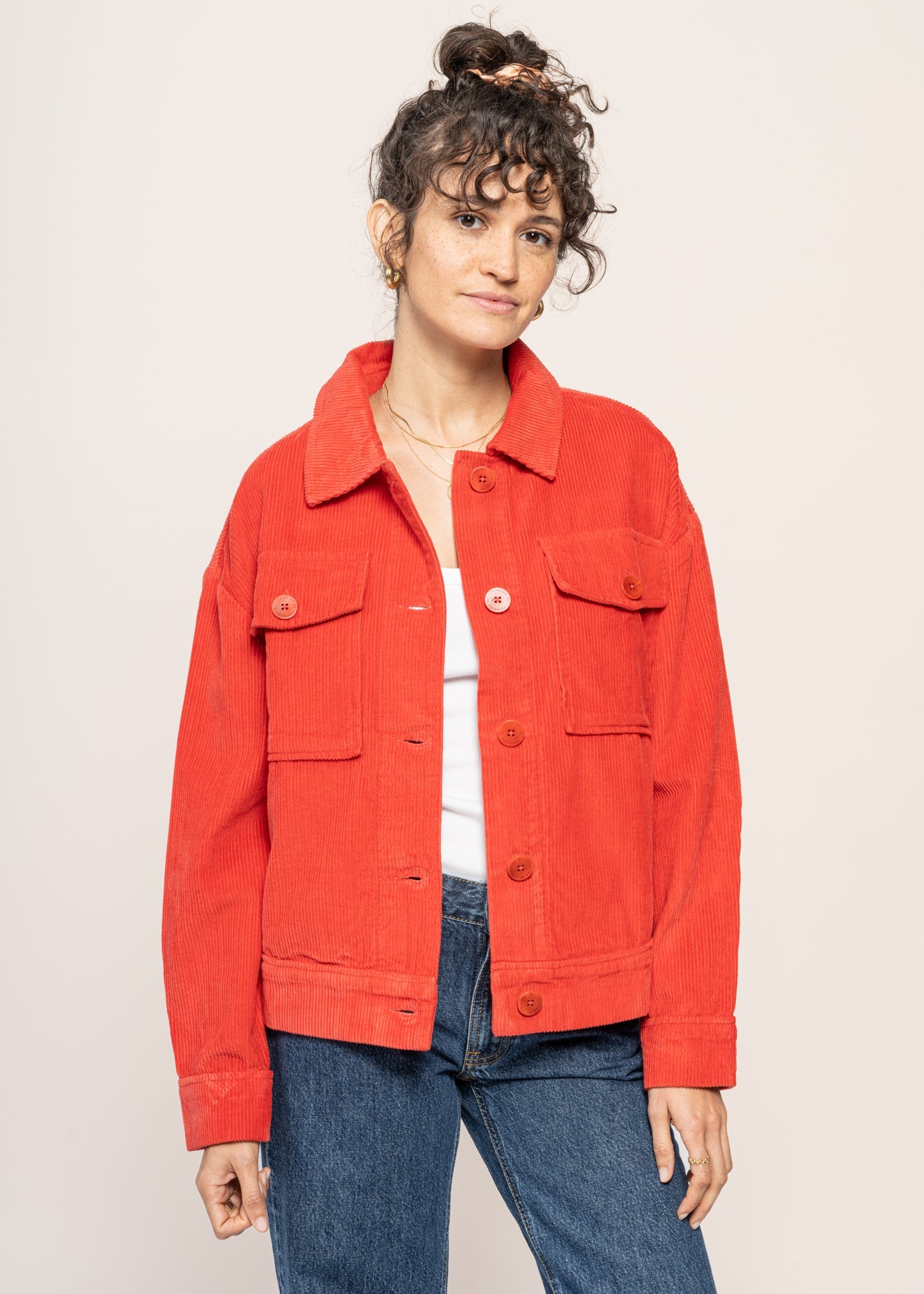 Veste en coton biologique | rouge "goji corduroy frans jacket"