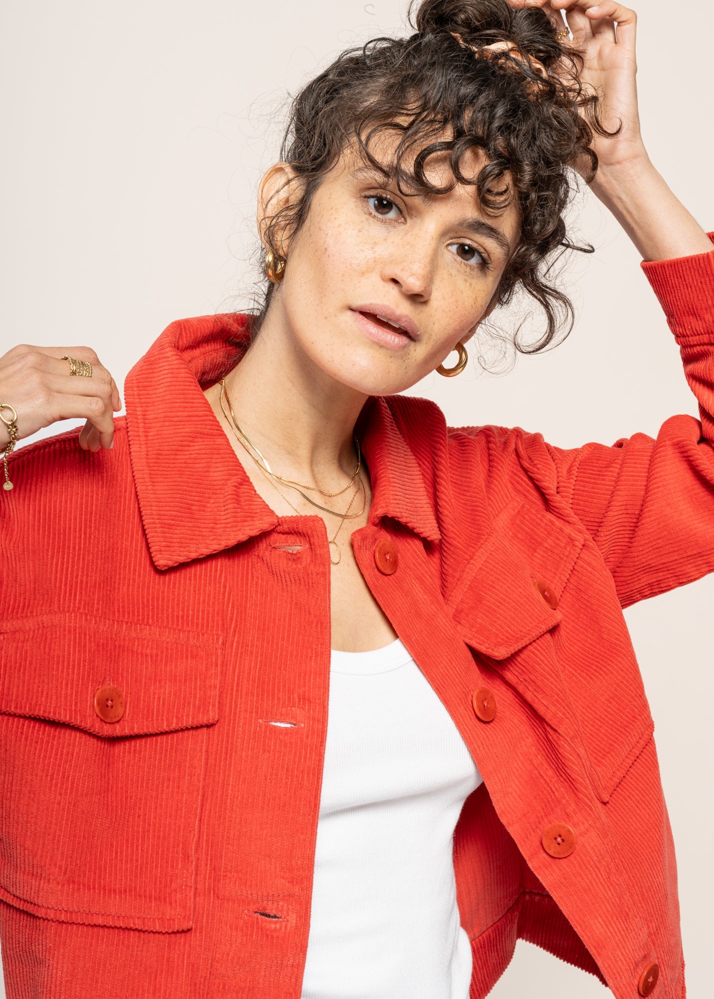 Veste en coton biologique | rouge "goji corduroy frans jacket"