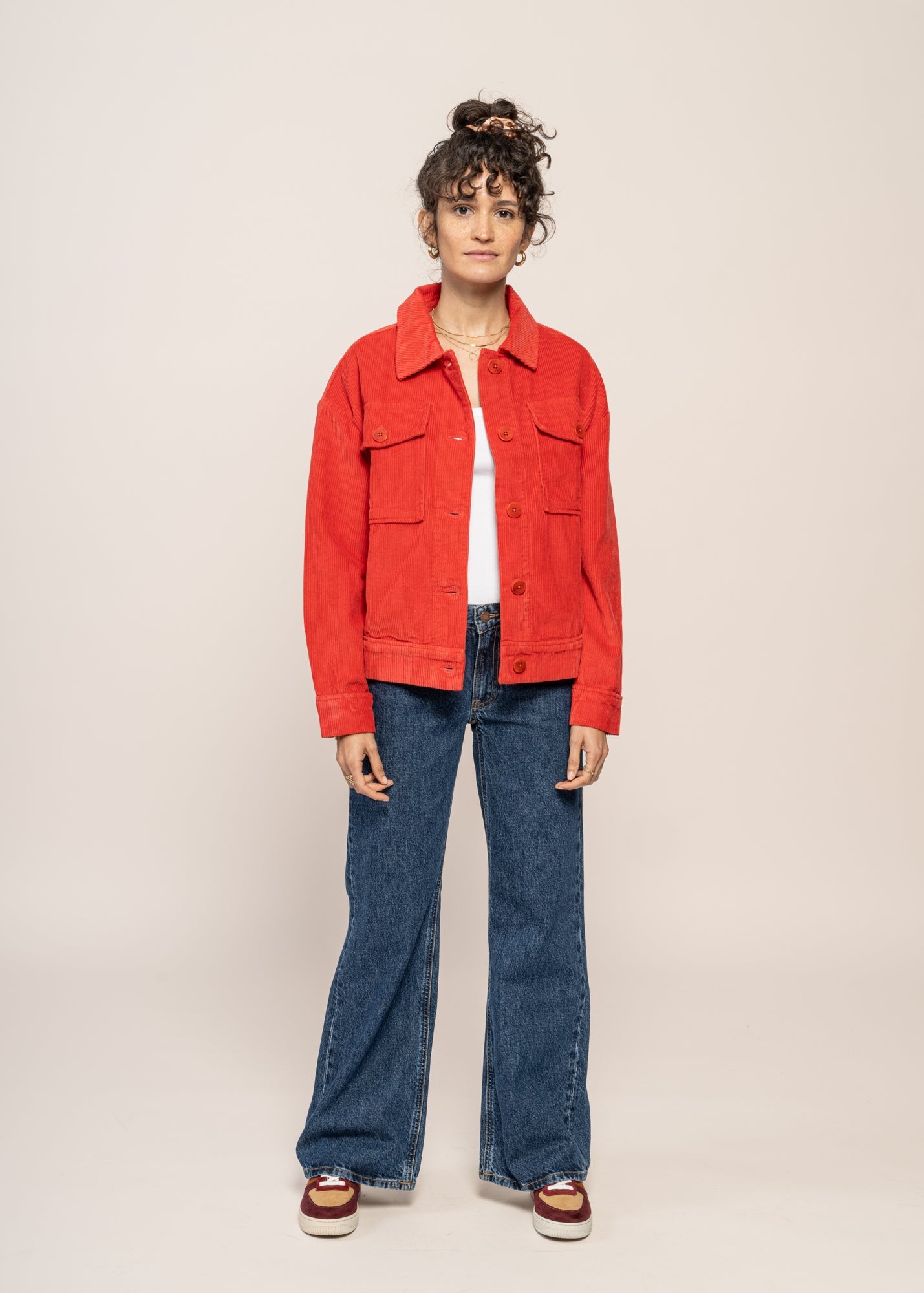 Veste en coton biologique | rouge "goji corduroy frans jacket"