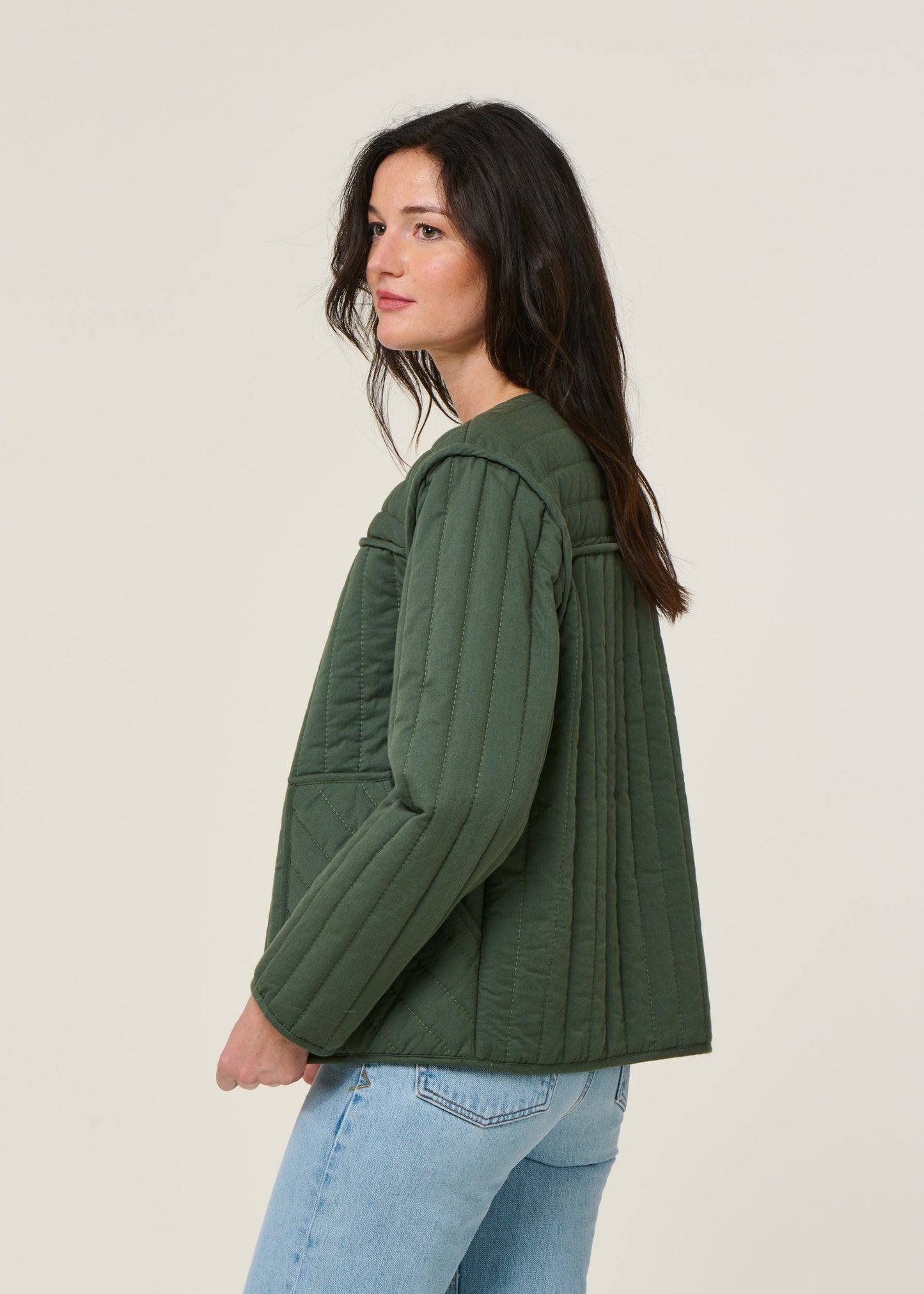Veste matelassée en coton bio | vert "dark eucalyptus ayo jacket"