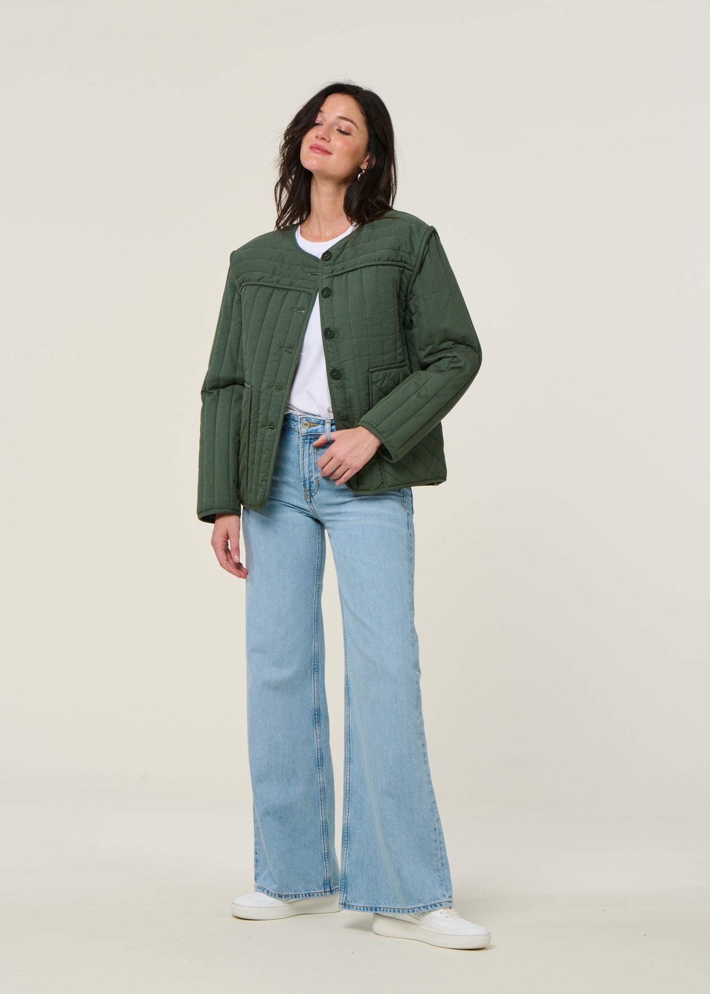 Veste matelassée en coton bio | vert "dark eucalyptus ayo jacket"
