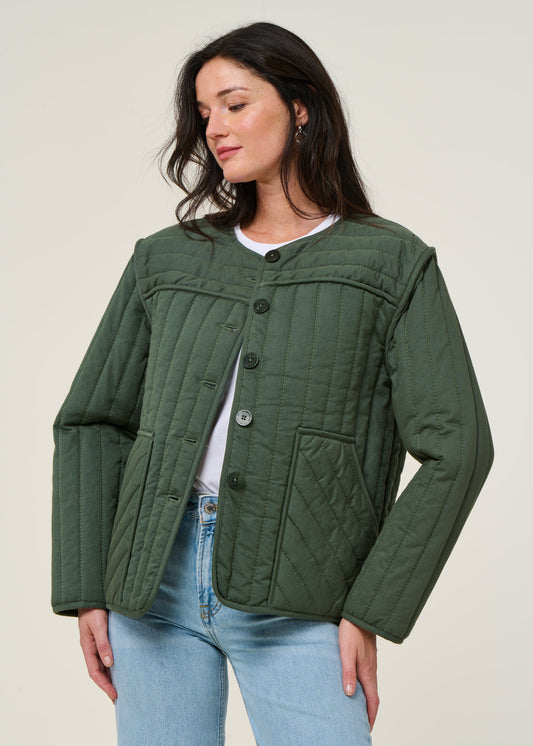 Veste matelassée en coton bio | vert "dark eucalyptus ayo jacket"