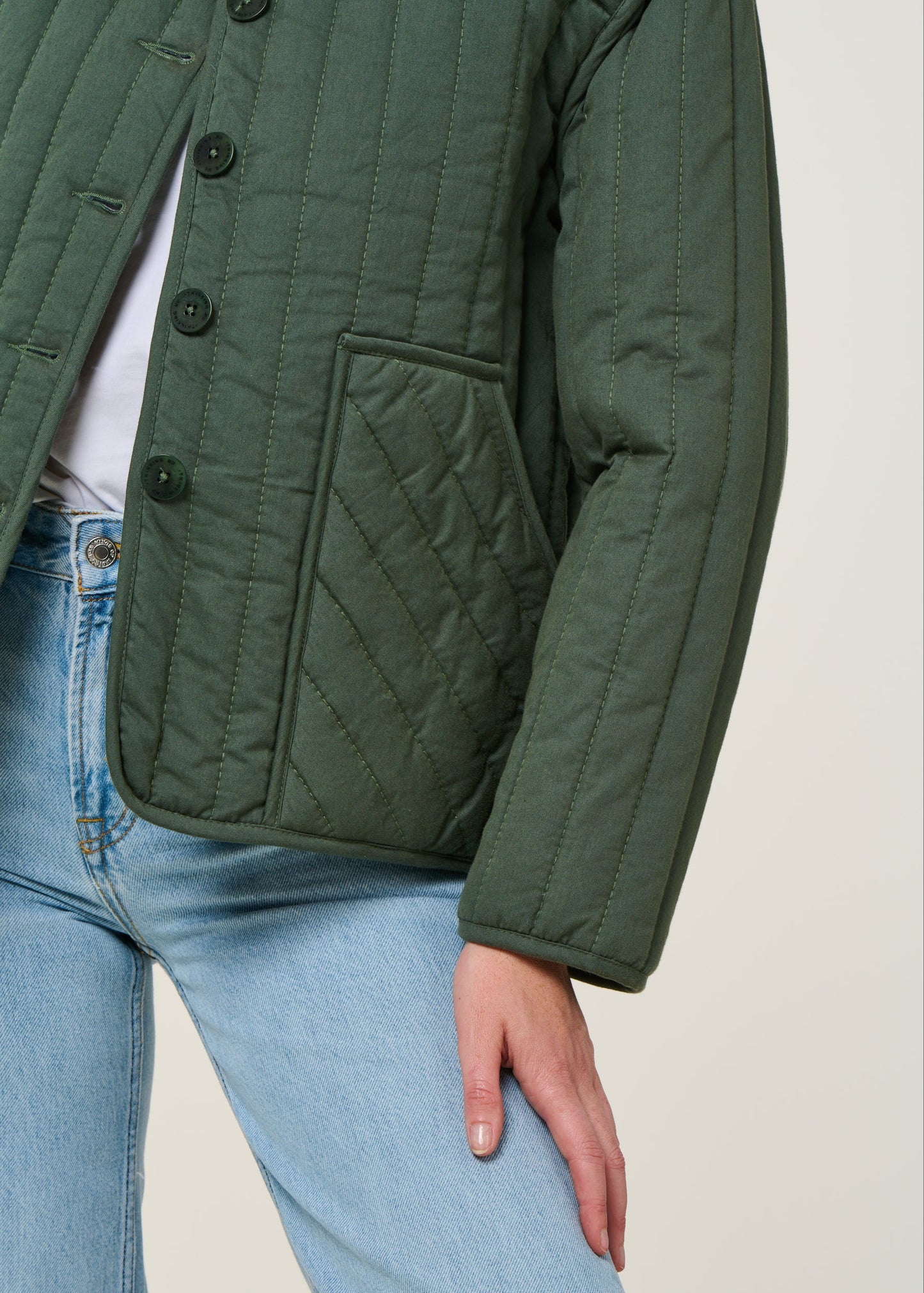 Veste matelassée en coton bio | vert "dark eucalyptus ayo jacket"
