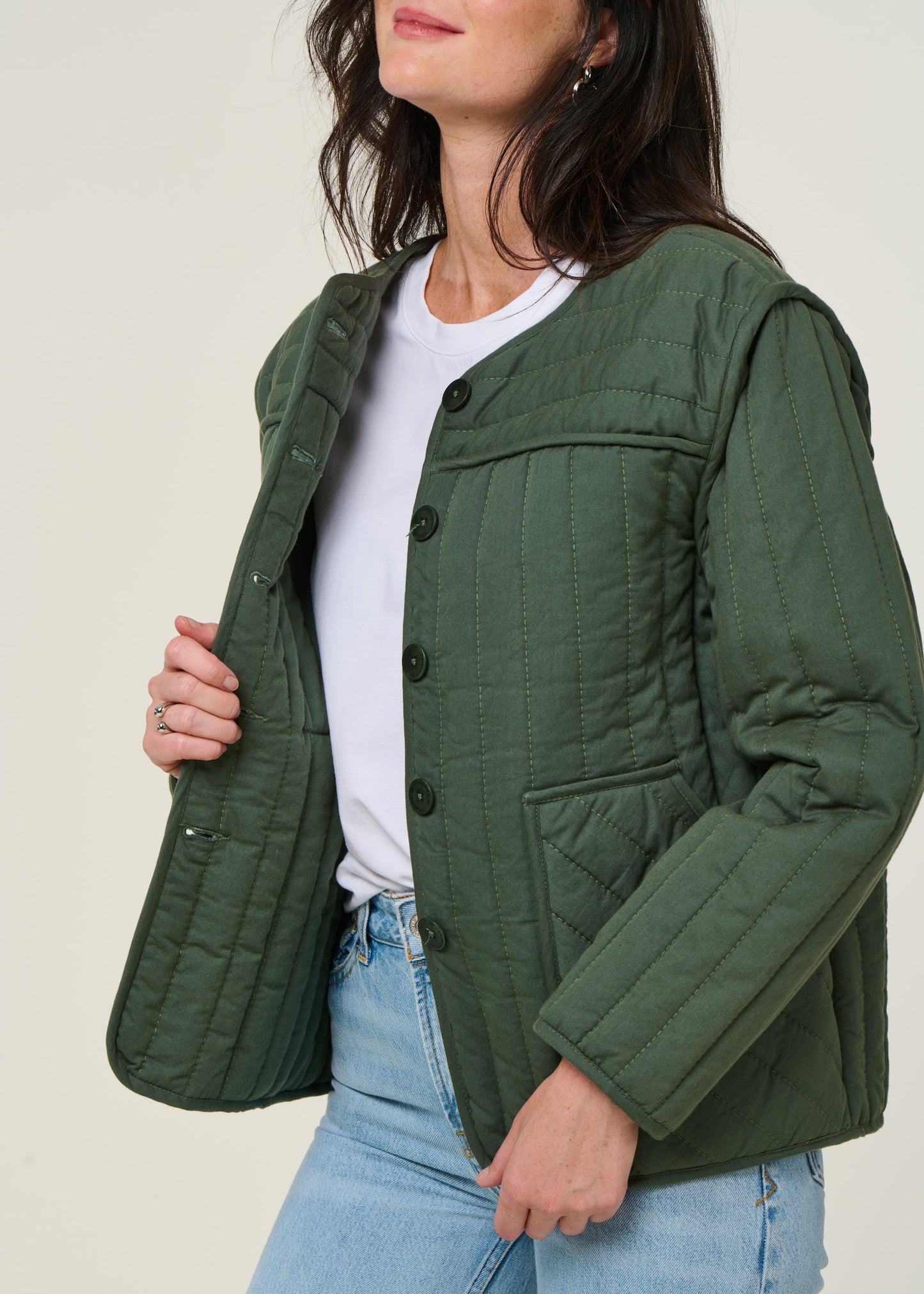Veste matelassée en coton bio | vert "dark eucalyptus ayo jacket"