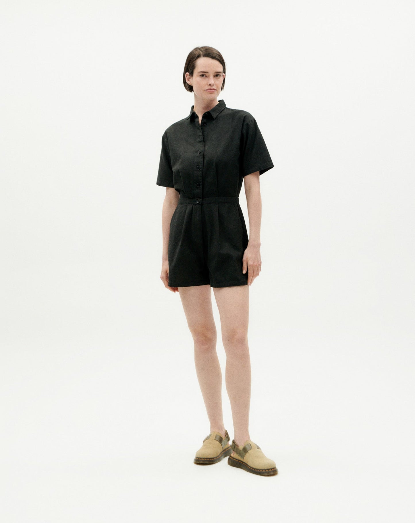 Combishort en coton bio | Noir "black agata"