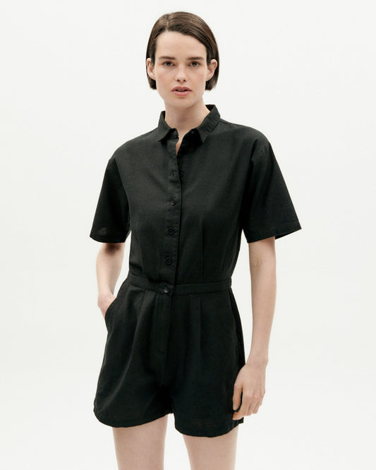 Combishort en coton bio | Noir "black agata"
