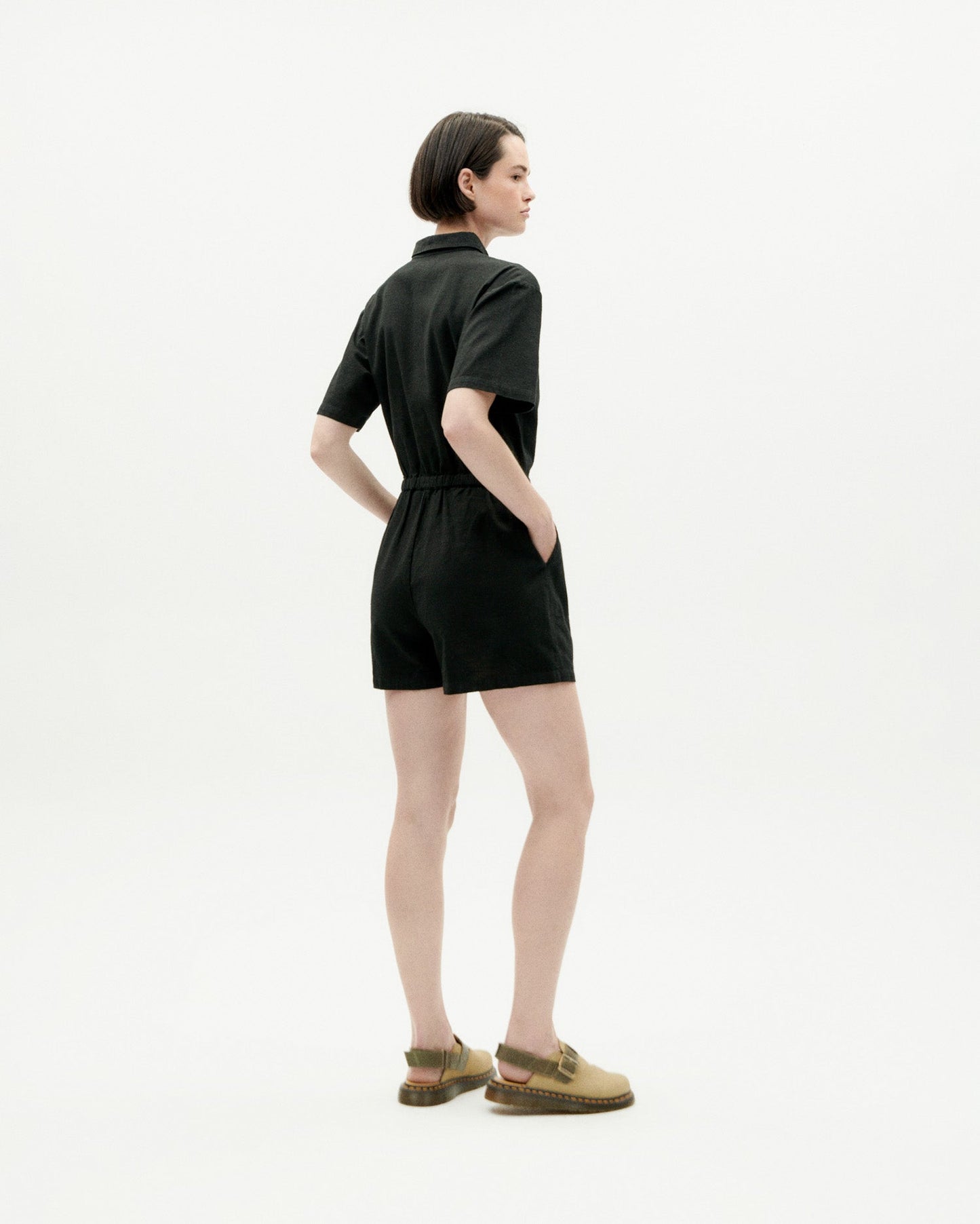 Combishort en coton bio | Noir "black agata"