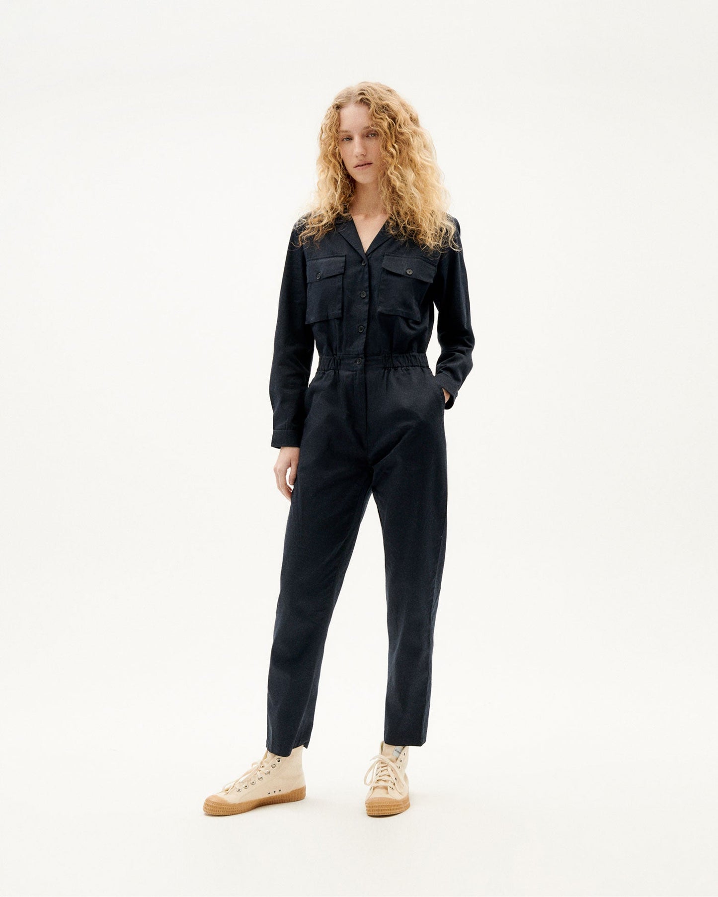 Combinaison bleue foncée en coton bio - navy hannah jumpsuit