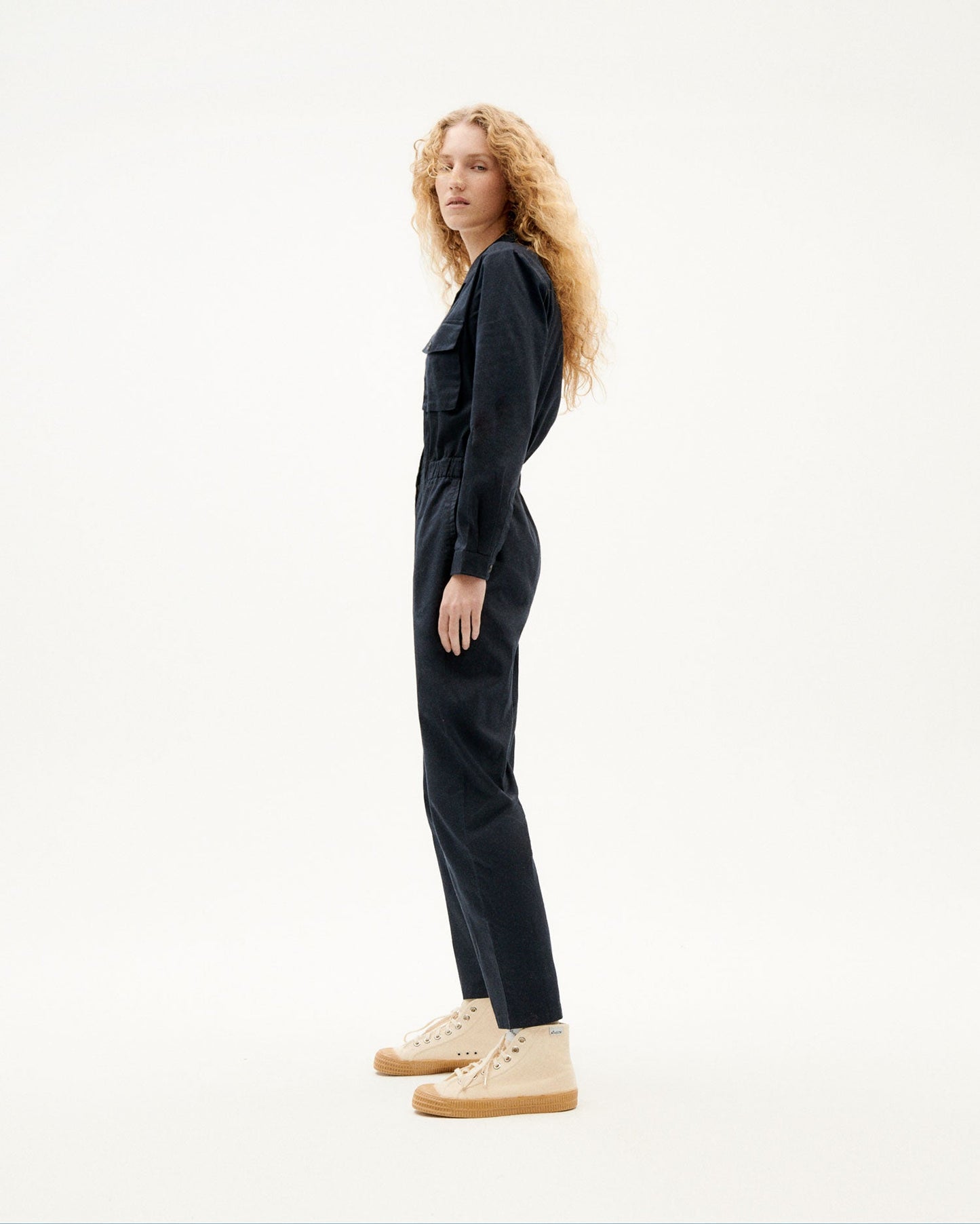 Combinaison bleue foncée en coton bio - navy hannah jumpsuit