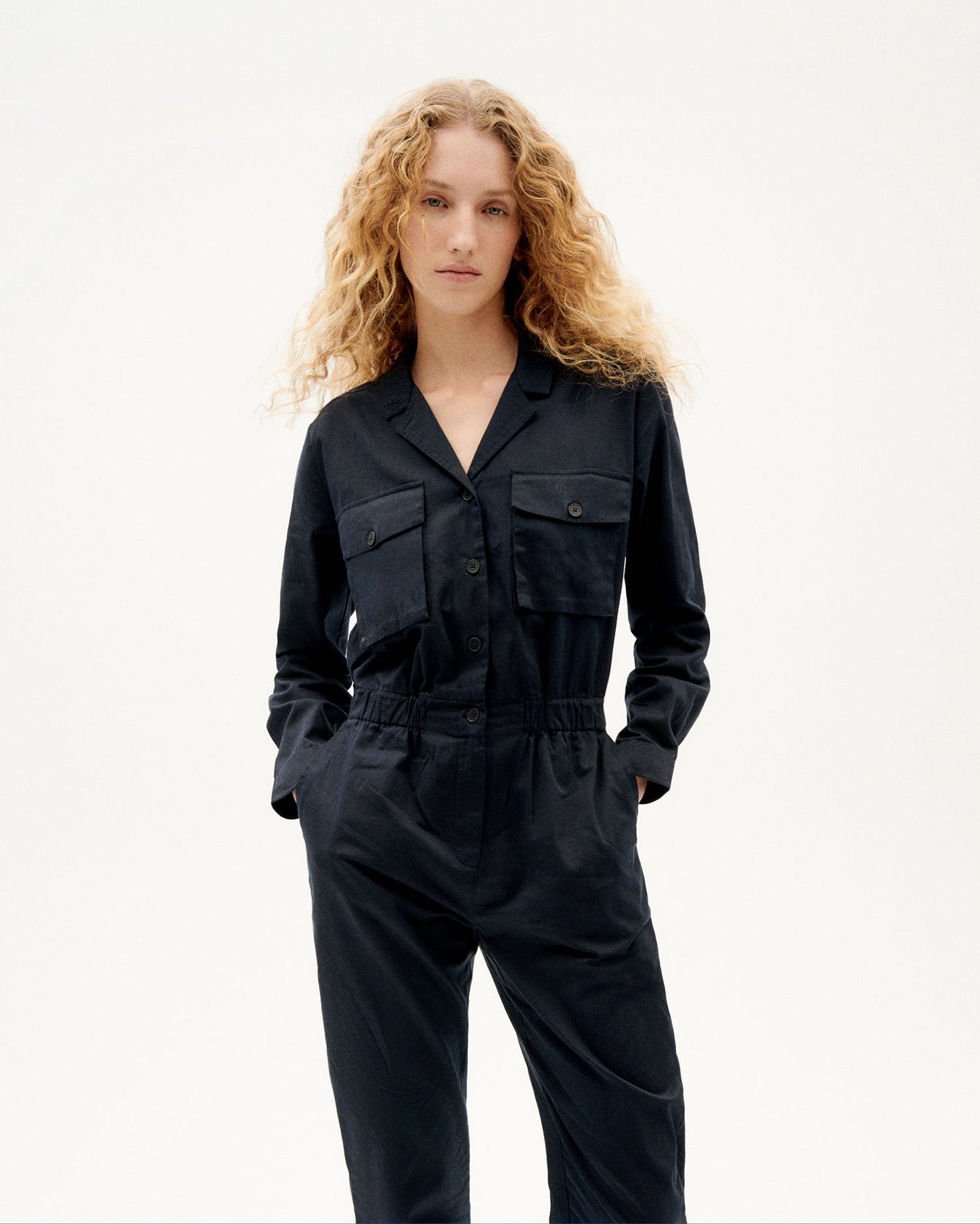 Combinaison bleue foncée en coton bio - navy hannah jumpsuit
