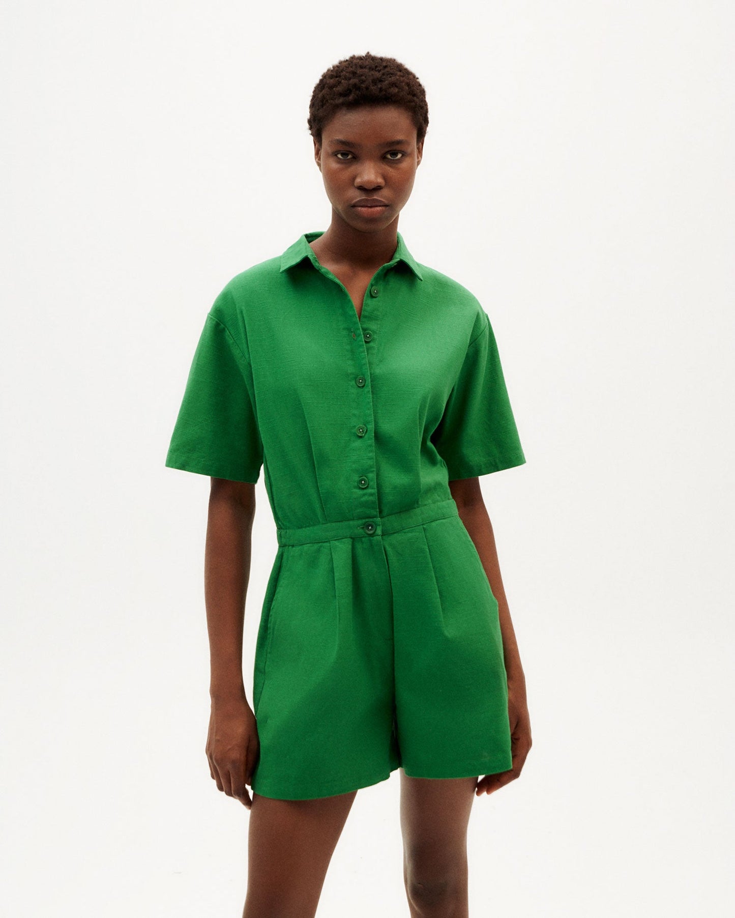 Combishort en coton bio | Vert "clover green agata jumpsuit"