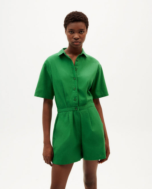 Combishort en coton bio | Vert "clover green agata jumpsuit"