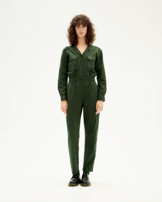 Combinaison verte foncée en coton bio - bottle green hannah jumpsuit