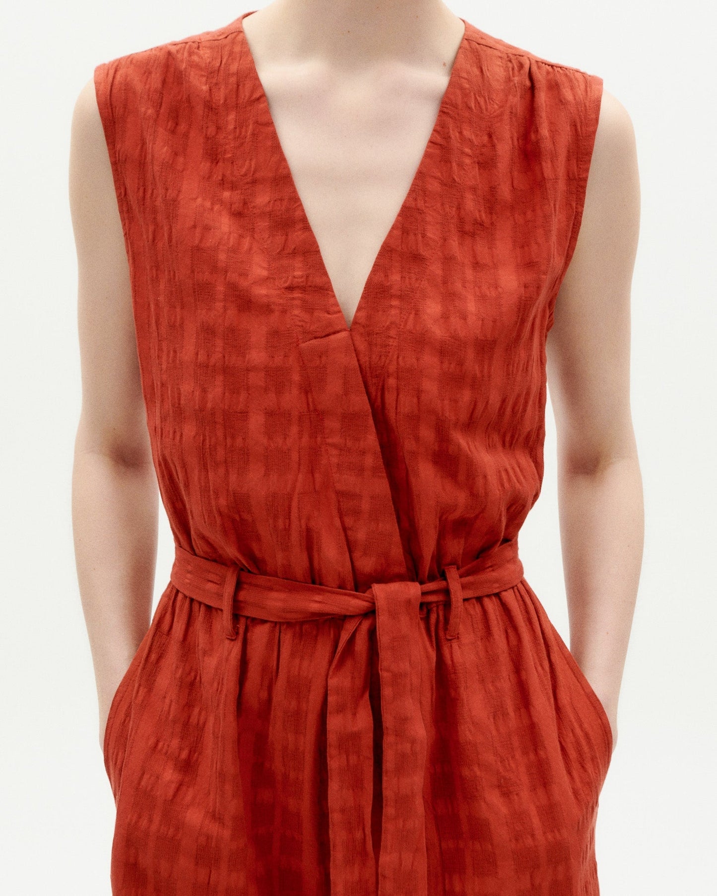 Combinaison en coton bio | Rouge orangé "orangered cuadrito winona jumpsuit"