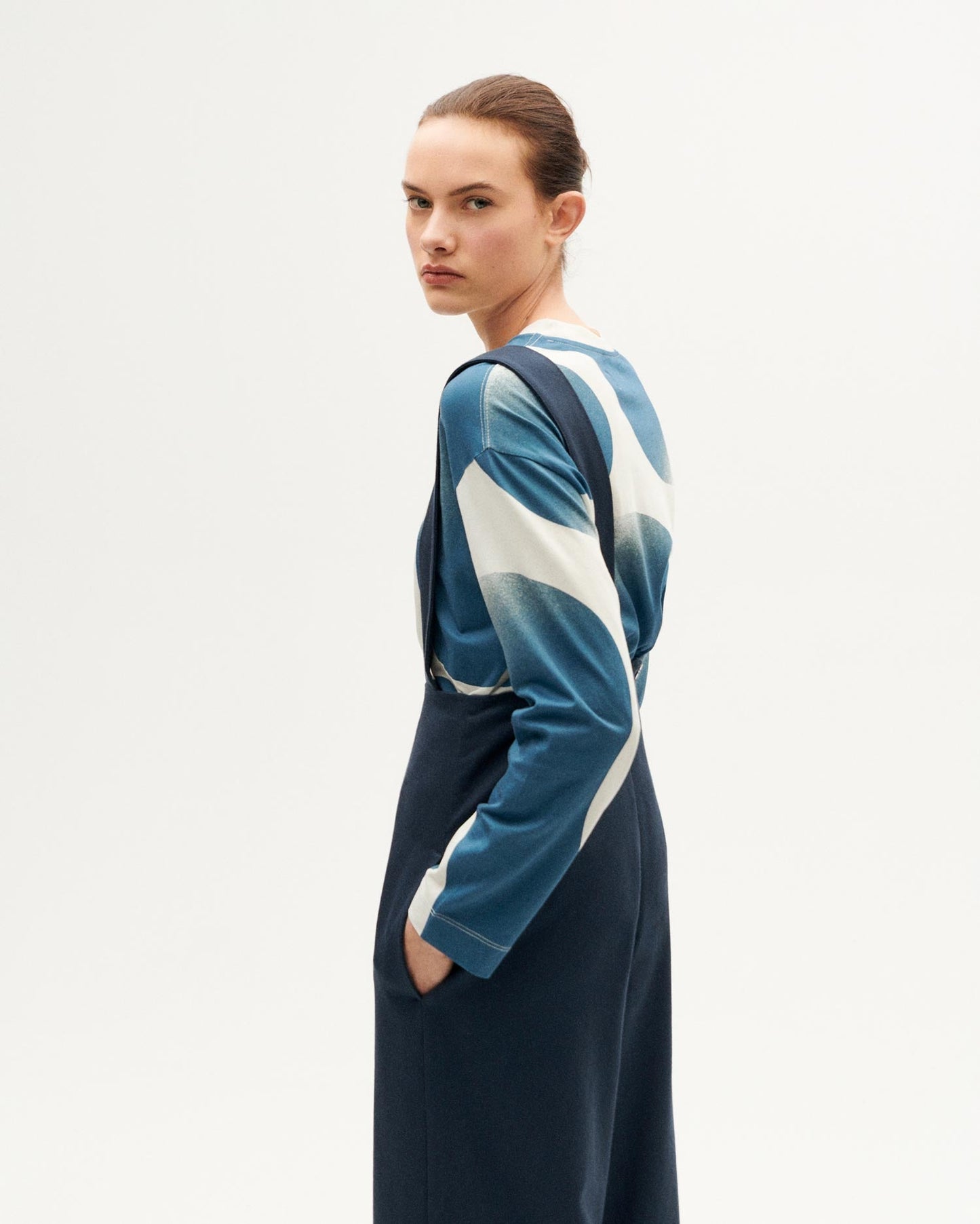 Salopette en coton bio | bleu "blueberry pia jumpsuit grey"