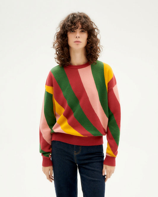 Pull coloré en maille de coton bio | Multicolore "warm paloma knitted sweater"