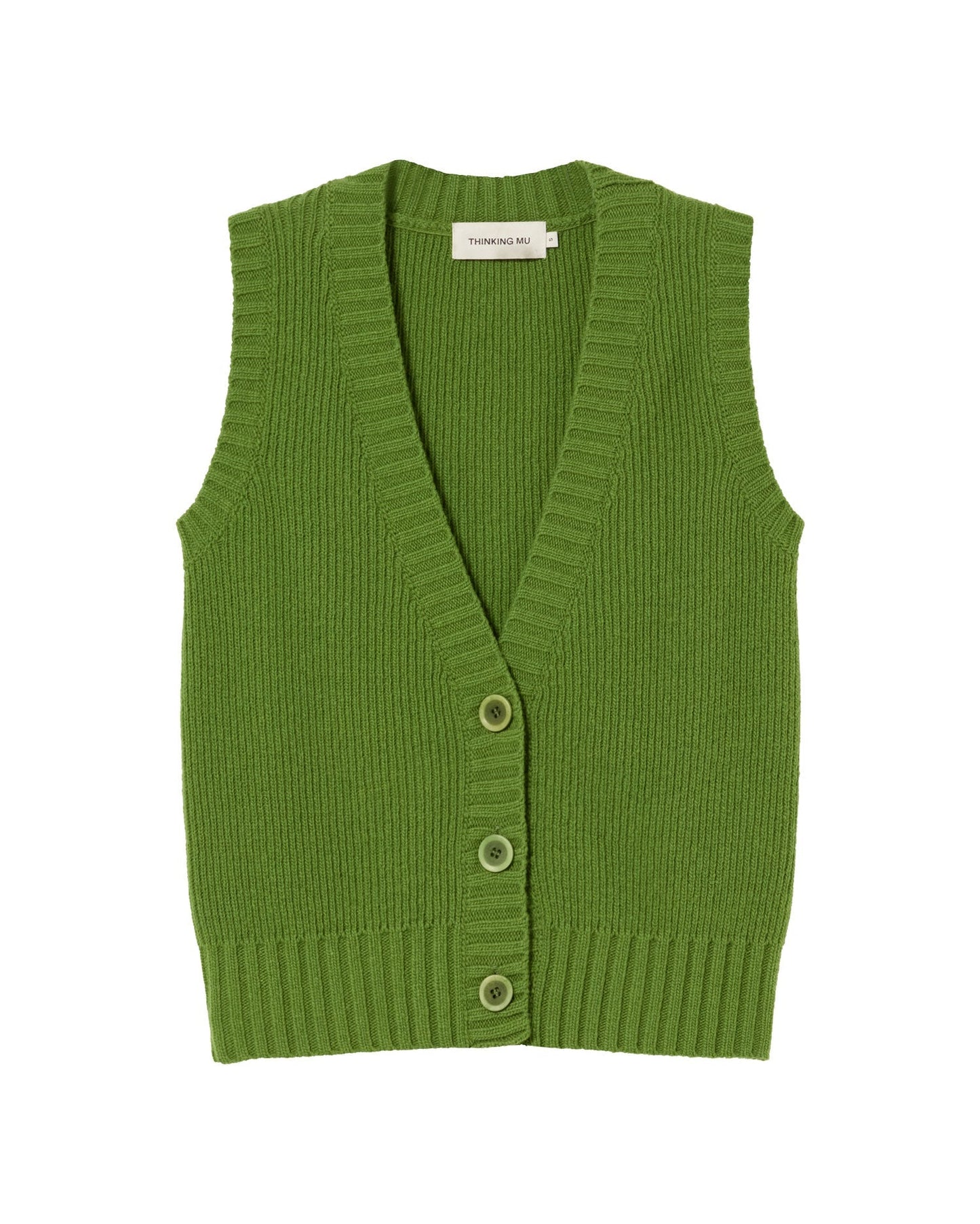 Gilet sans manches en laine certifiée | Vert "parrot green ginger knitted vest"