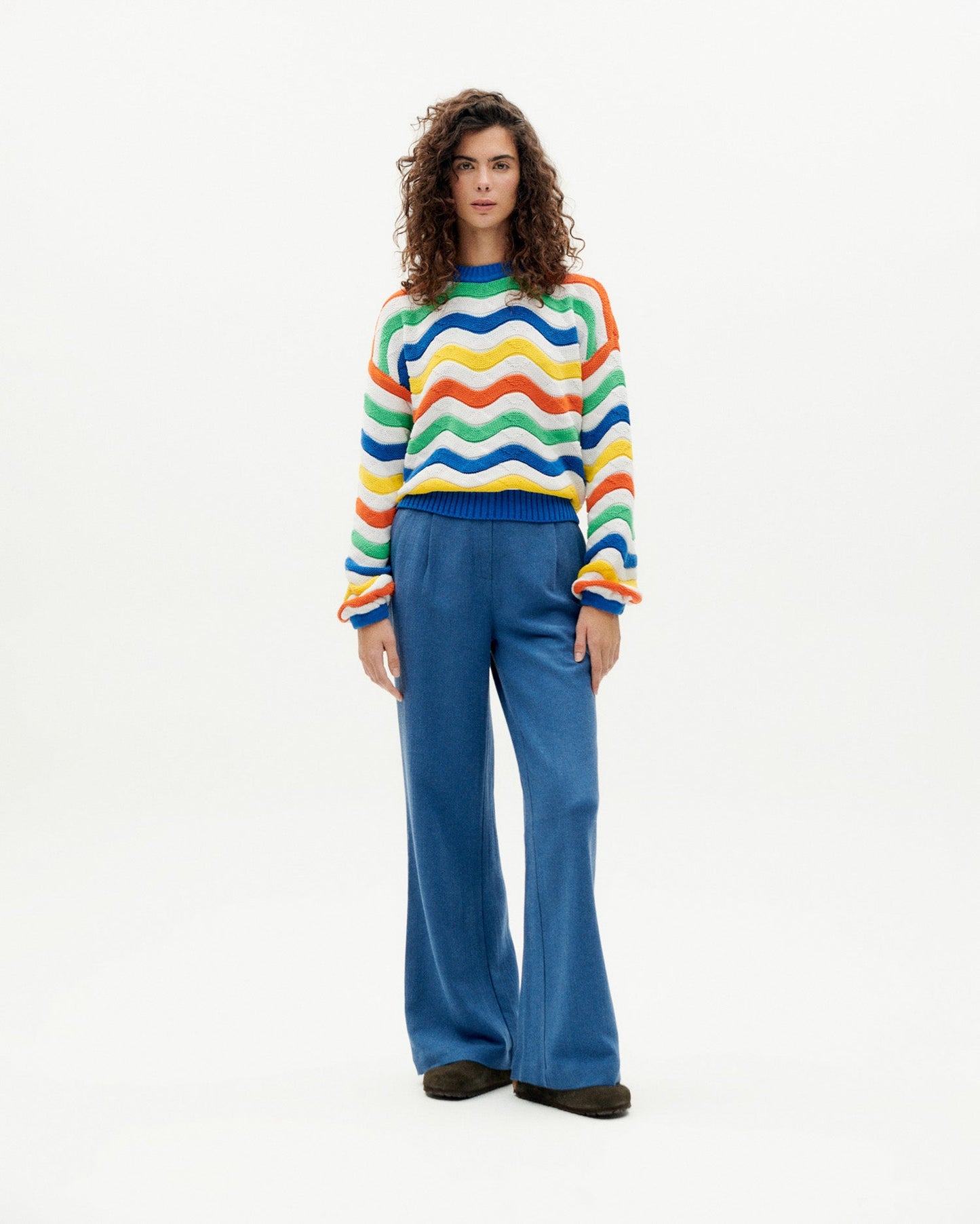Pull tricoté en coton recyclé | Motifs multicolores "multicolor jo knitted sweater"