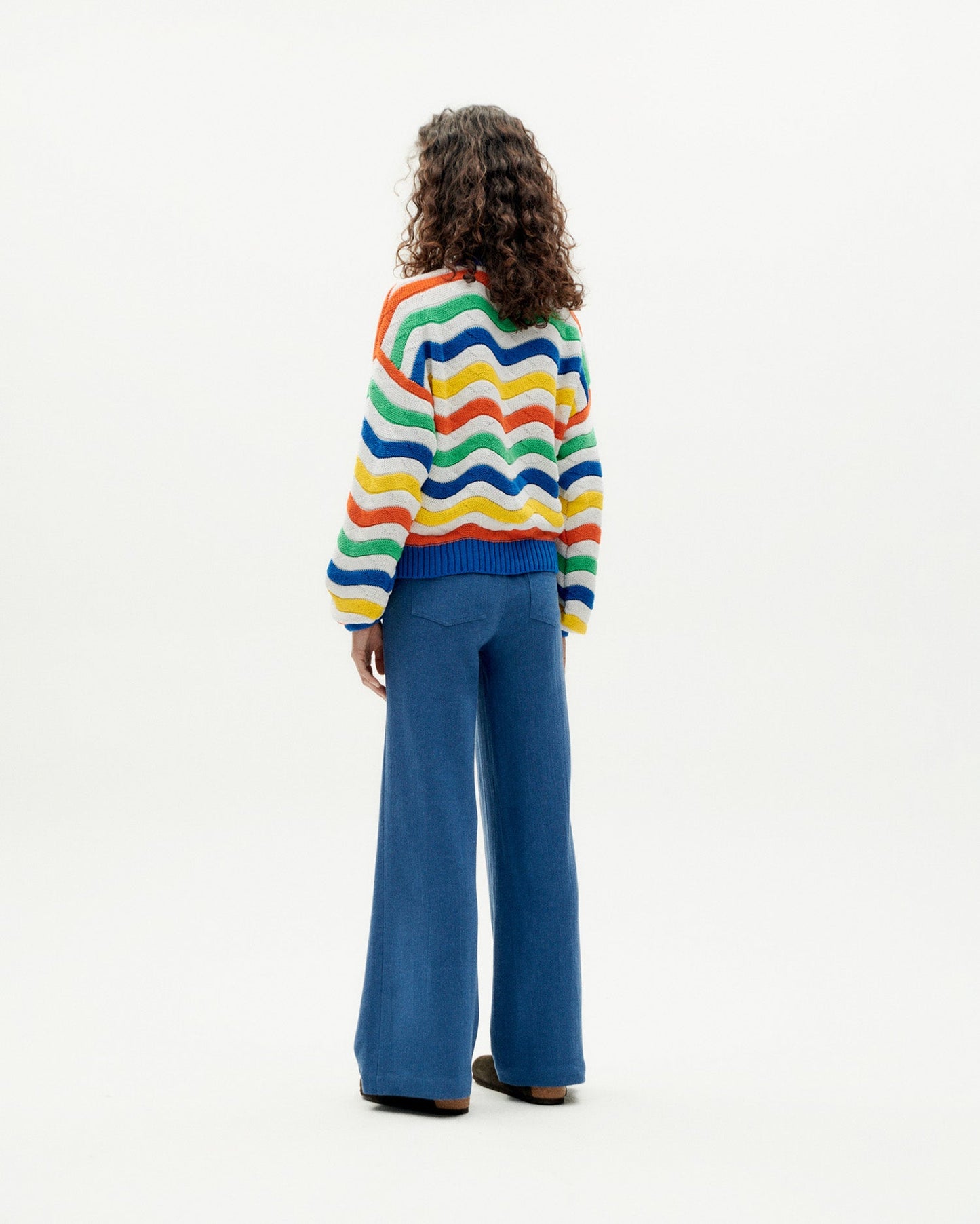 Pull tricoté en coton recyclé | Motifs multicolores "multicolor jo knitted sweater"