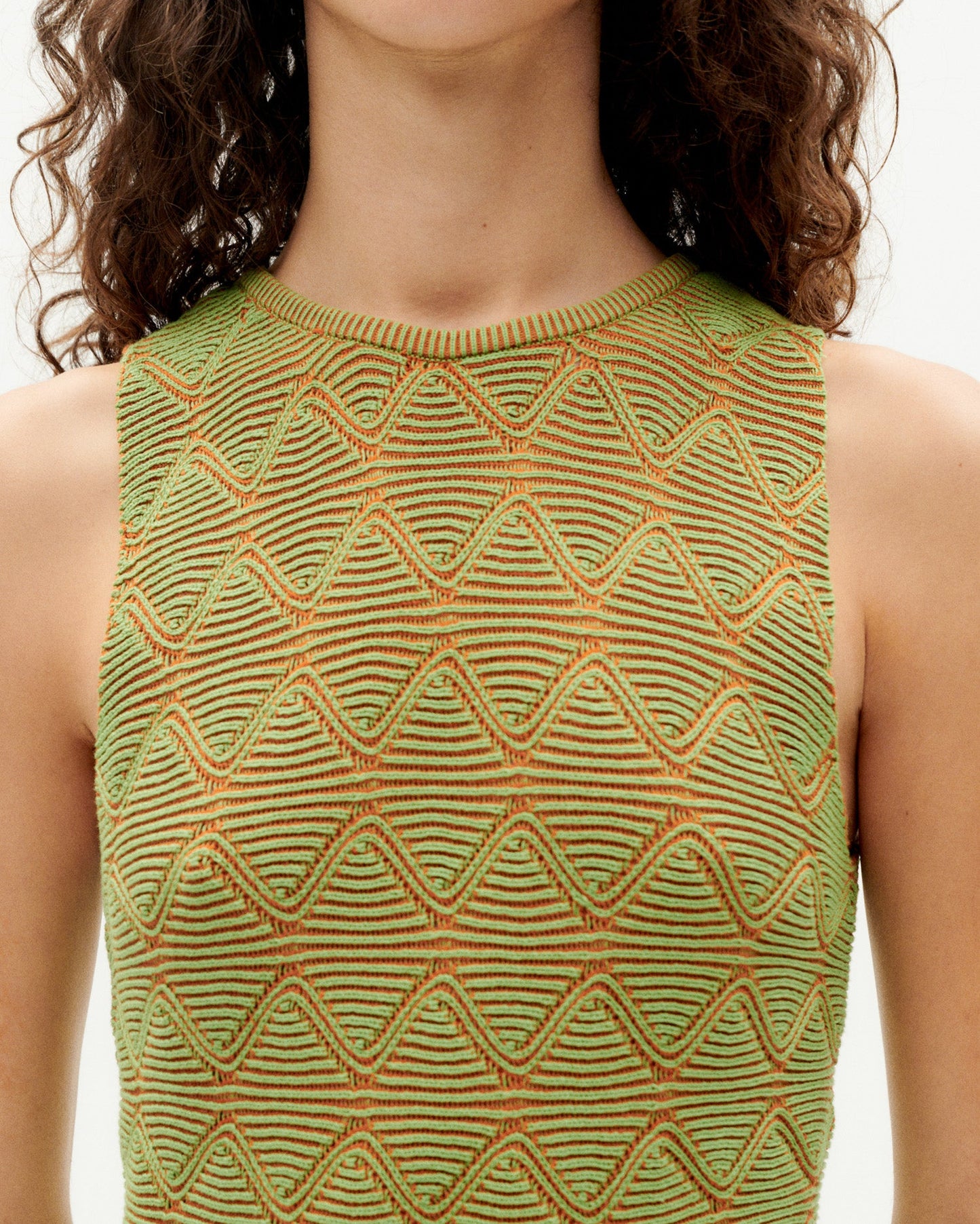 Robe midi en maille en coton bio | Verte "parrot pippi knitted dress"