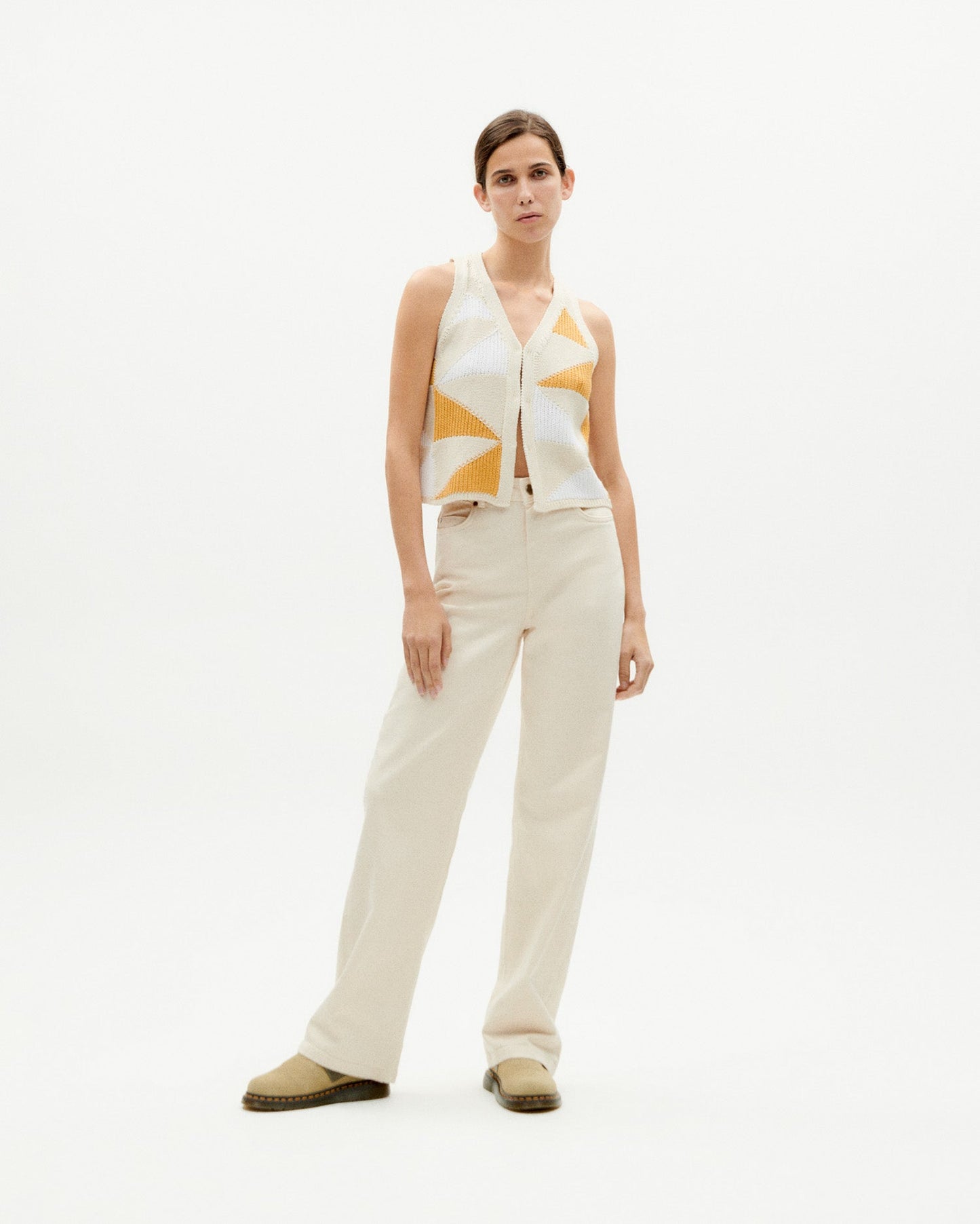 Top en maille en matières recyclées | multicolore "ecru robbie knitted vest"
