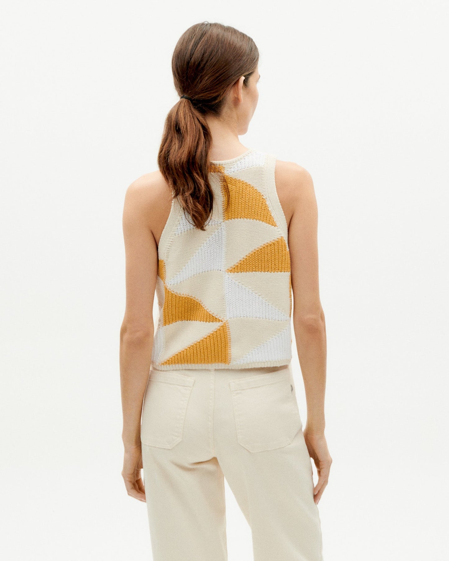 Top en maille en matières recyclées | multicolore "ecru robbie knitted vest"