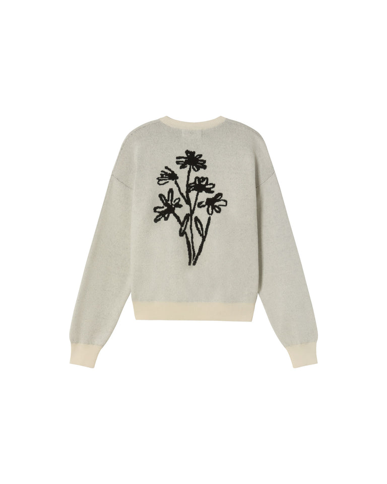 Pull en coton bio et laine certifiée | écru "flowers philis knitted sweater"