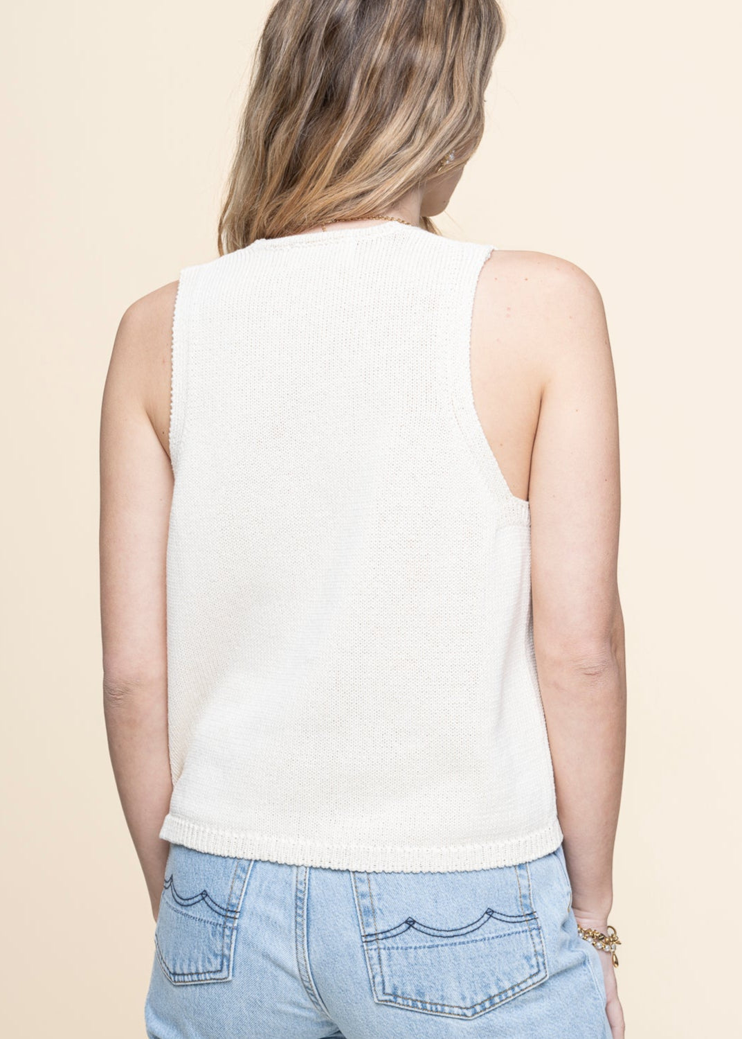 Top en coton bio et matière recyclée | beige "marygold robbie knit vest - ecru"