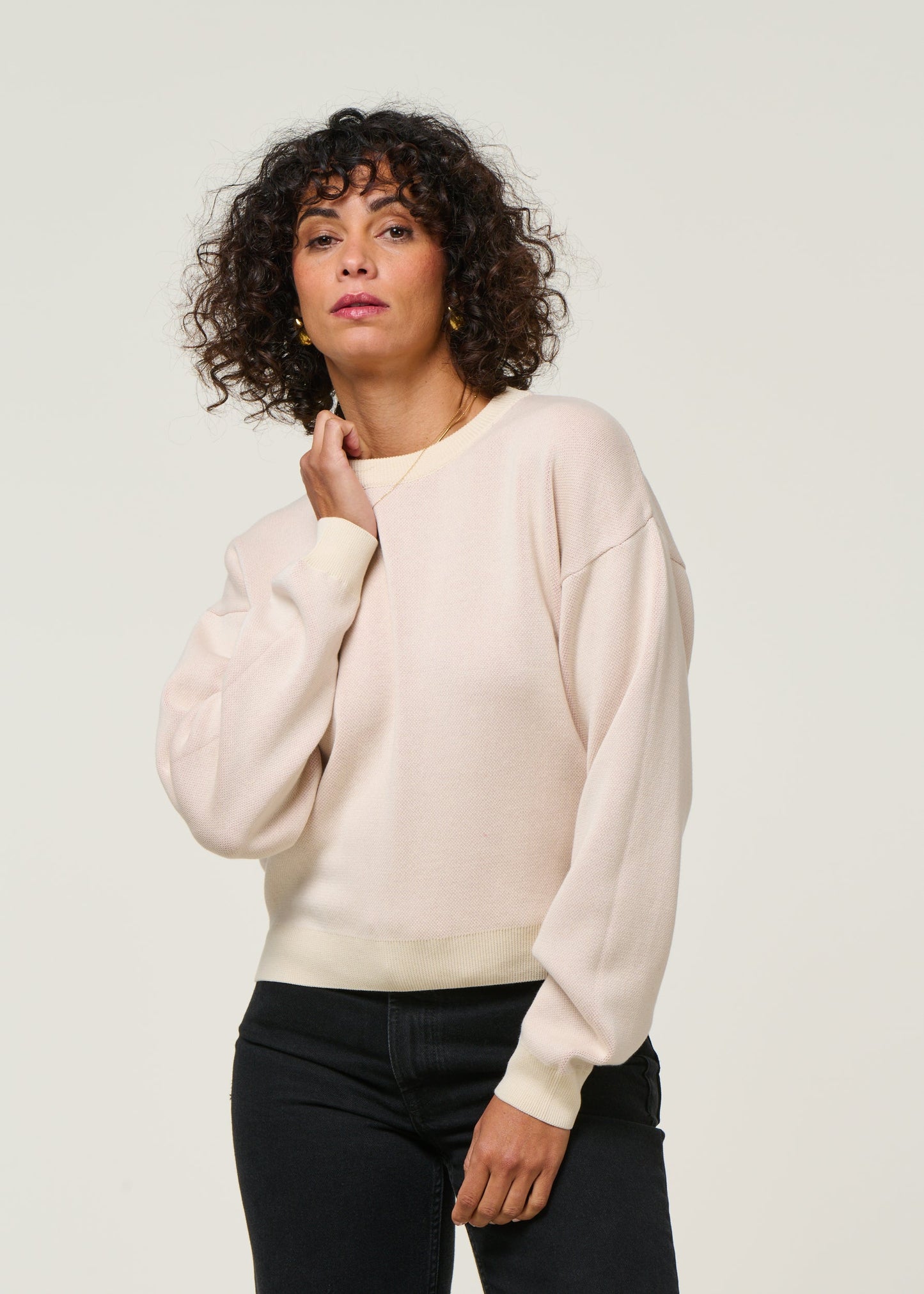 Pull en coton bio | écru "strawberry philis knitted sweater - white"