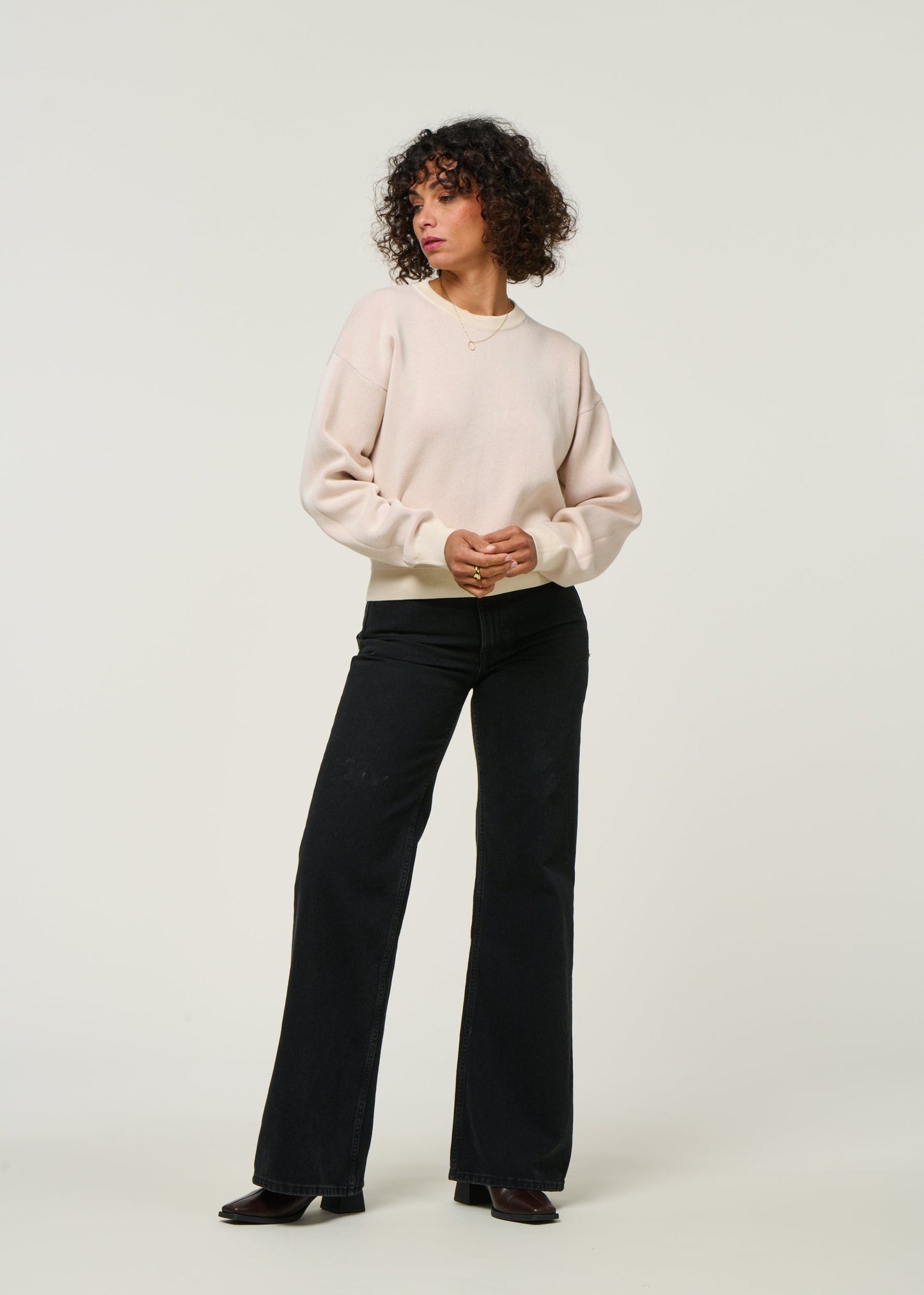 Pull en coton bio | écru "strawberry philis knitted sweater - white"