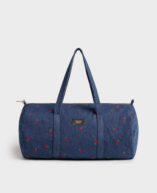 Sac bowling en coton bio | denim imprimé "amy"
